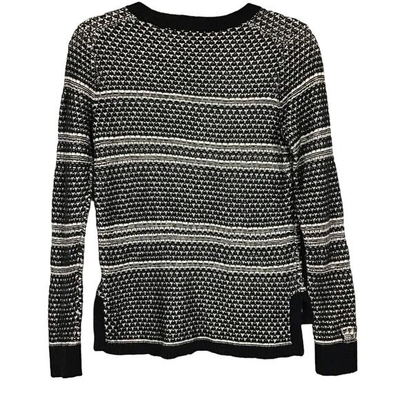 Madewell Fineprint Pullover Crewneck Sweater Black White Vent Sweater sz S - Picture 6 of 13